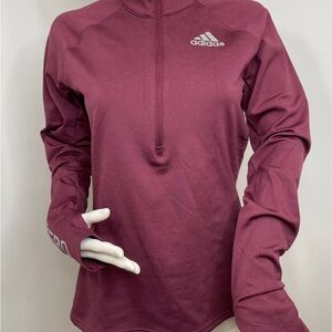 Adidas Women's Burgundy Quarter-Zip Sweatshirt Adizero